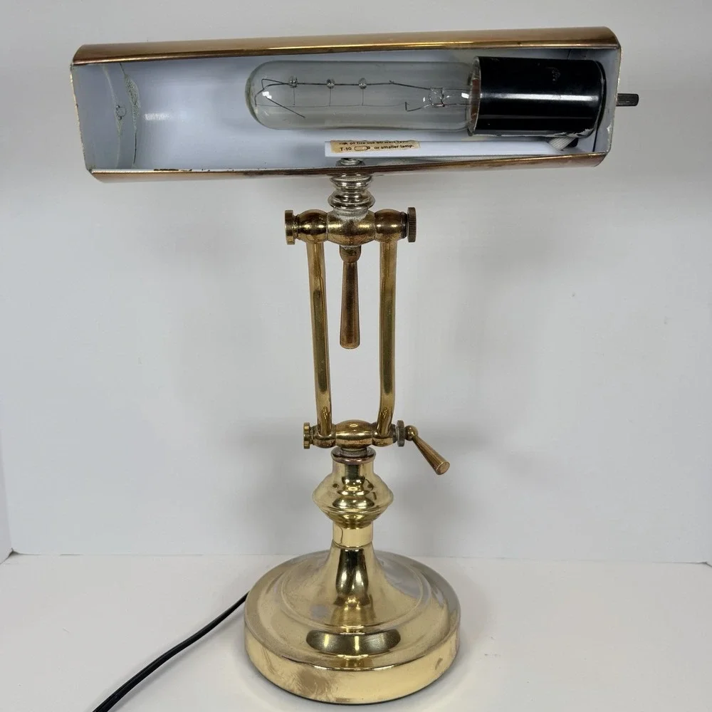 VTG Underwriters Laboratories Brass /Metal Bankers Desk Adjustable Lamp Art Deco